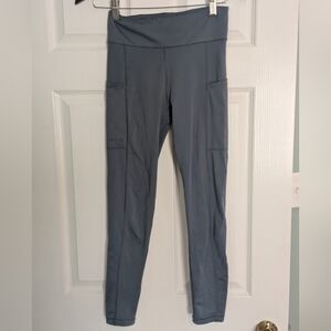 New Aeropostale Slate Blue Leggings Workout 3/4 Length Yoga Exercise w/ Pockets